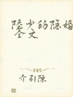陆少的隐婚罪妻 全文