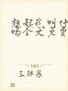 想起我叫什么了吗全文免费阅读