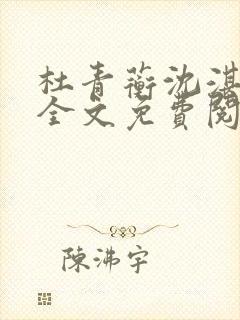 杜青蘅沈湛小说全文免费阅读
