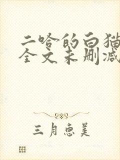 二哈的白猫师尊全文未删减