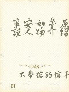 宁安如梦原著小说人物介绍