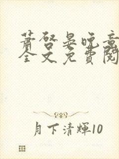 萧启晏晚意小说全文免费阅读封面