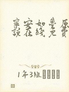 宁安如梦原著小说在线免费阅读
