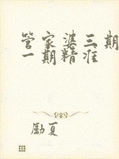 管家婆三期必开一期精准