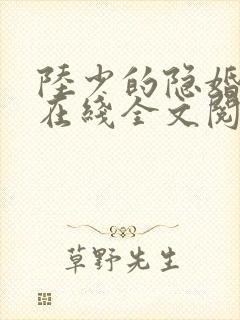 陆少的隐婚罪妻在线全文阅读