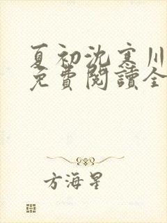 夏初沈寒川小说免费阅读全文封面