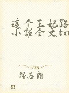这个王妃路子野小说全文txt下载