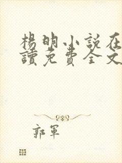杨明小说在线阅读免费全文