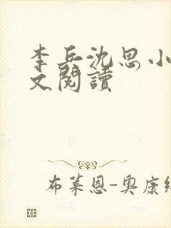 李兵沈思小说全文阅读