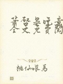 萧启晏晚意小说全文免费阅读