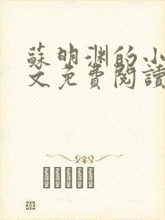 苏明渊的小说全文免费阅读无弹窗