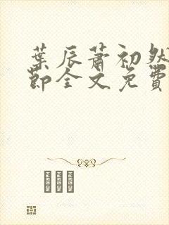 叶辰萧初然新章节全文免费阅读