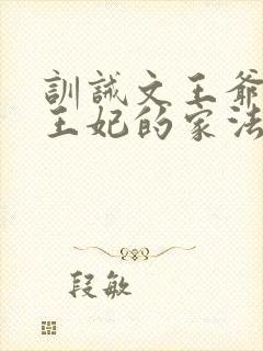 训诫文王爷惩罚王妃的家法