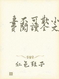 妻不可欺小说免费阅读全文