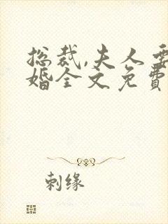 总裁,夫人要离婚全文免费阅读
