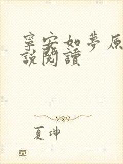 宁安如梦原著小说阅读