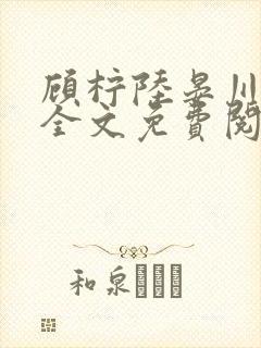 顾柠陆晏川小说全文免费阅读最新章节更新
