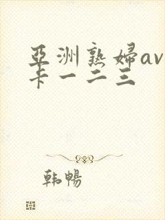 亚洲熟妇av不卡一二三