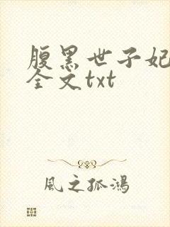 腹黑世子妃日常全文txt