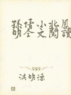 孙倩小北凤之家明全文阅读