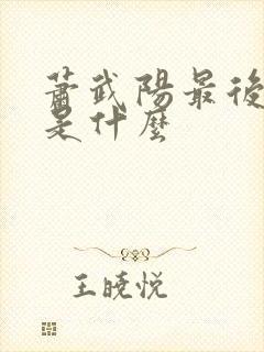 萧武阳最后结局是什么