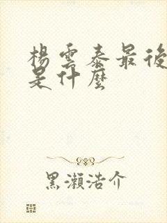 杨云泰最后结局是什么封面