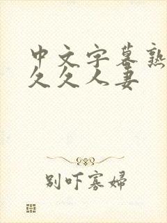 中文字幕熟妇久久久人妻封面