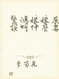 惊鸿娘娘原著小说叫什么名字