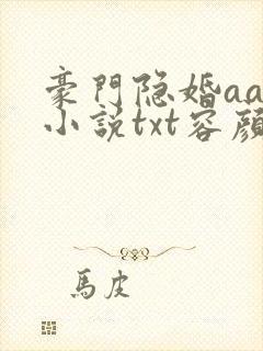 豪门隐婚aa制小说txt容颜