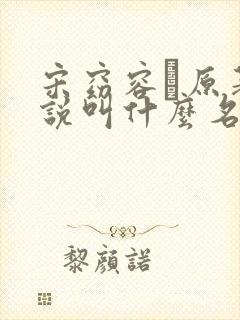 宋窈容玠原著小说叫什么名字