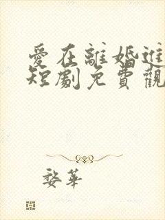 爱在离婚进行时短剧免费观看全集