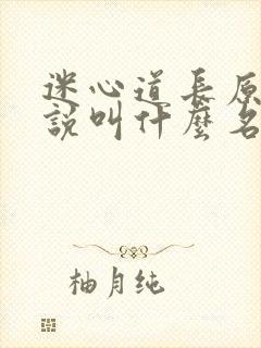 迷心道长原著小说叫什么名字