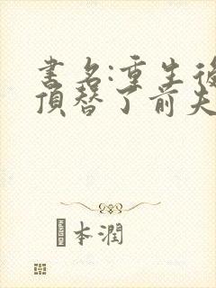书名:重生后我顶替了前夫白月光封面