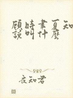 顾时聿夏知意小说叫什么