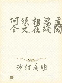 何须相思煮余年全文在线阅读封面