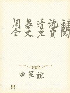 周晏清沈稚小说全文免费阅读封面