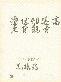 潜伏40集高清免费观看