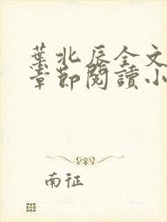 叶北辰全文最新章节阅读小说封面