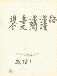 追妻漫漫路难逃全文阅读