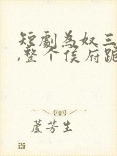 短剧为奴三年后,整个侯府跪求我原谅