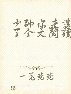 少帅你老婆又跑了全文阅读免费封面