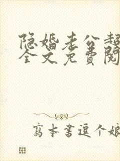 隐婚老公超给力全文免费阅读