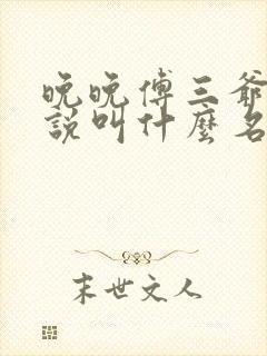 晚晚傅三爷的小说叫什么名字封面