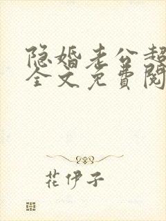 隐婚老公超给力全文免费阅读