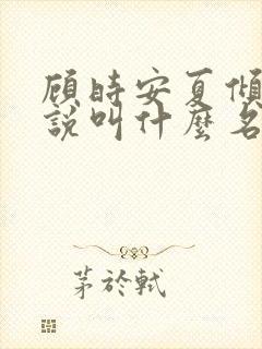 顾时安夏倾雪小说叫什么名字