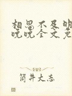 相思不及明月谢晚晚全文免费阅读