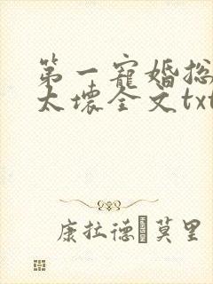 第一宠婚总裁别太坏全文txt