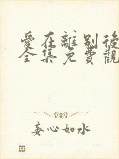 爱在离别后短剧全集免费观看高清封面