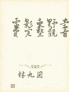 电影东野圭吾免费完整观看