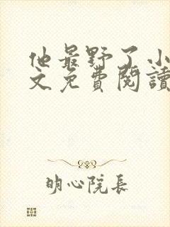 他最野了小说全文免费阅读无弹窗